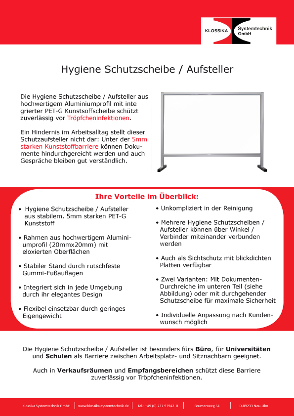 Flyer Schutzscheibe NEU